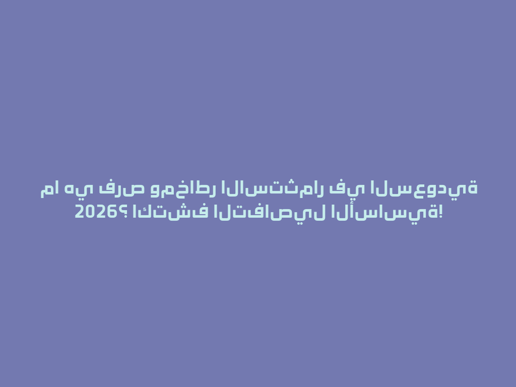 ما هي فرص ومخاطر الاستثمار في السعودية 2026؟ اكتشف التفاصيل الأساسية! 一