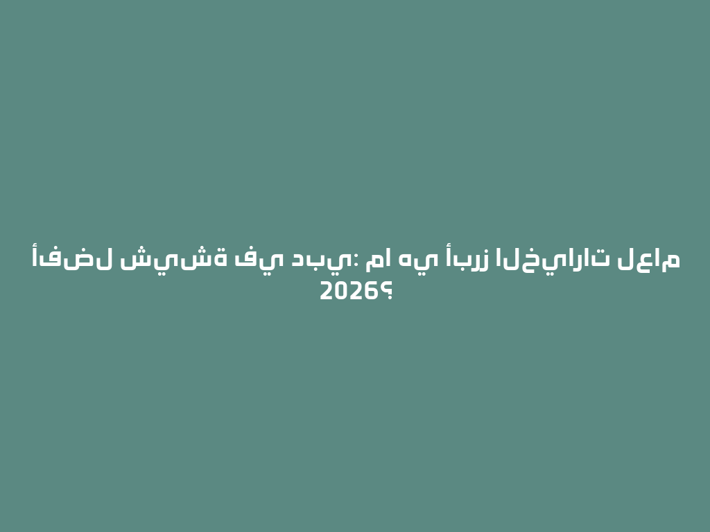 أفضل شيشة في دبي: ما هي أبرز الخيارات لعام 2026؟ 一