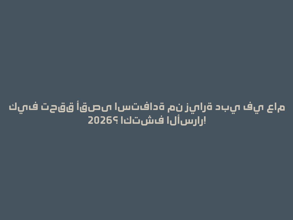 كيف تحقق أقصى استفادة من زيارة دبي في عام 2026؟ اكتشف الأسرار! 一