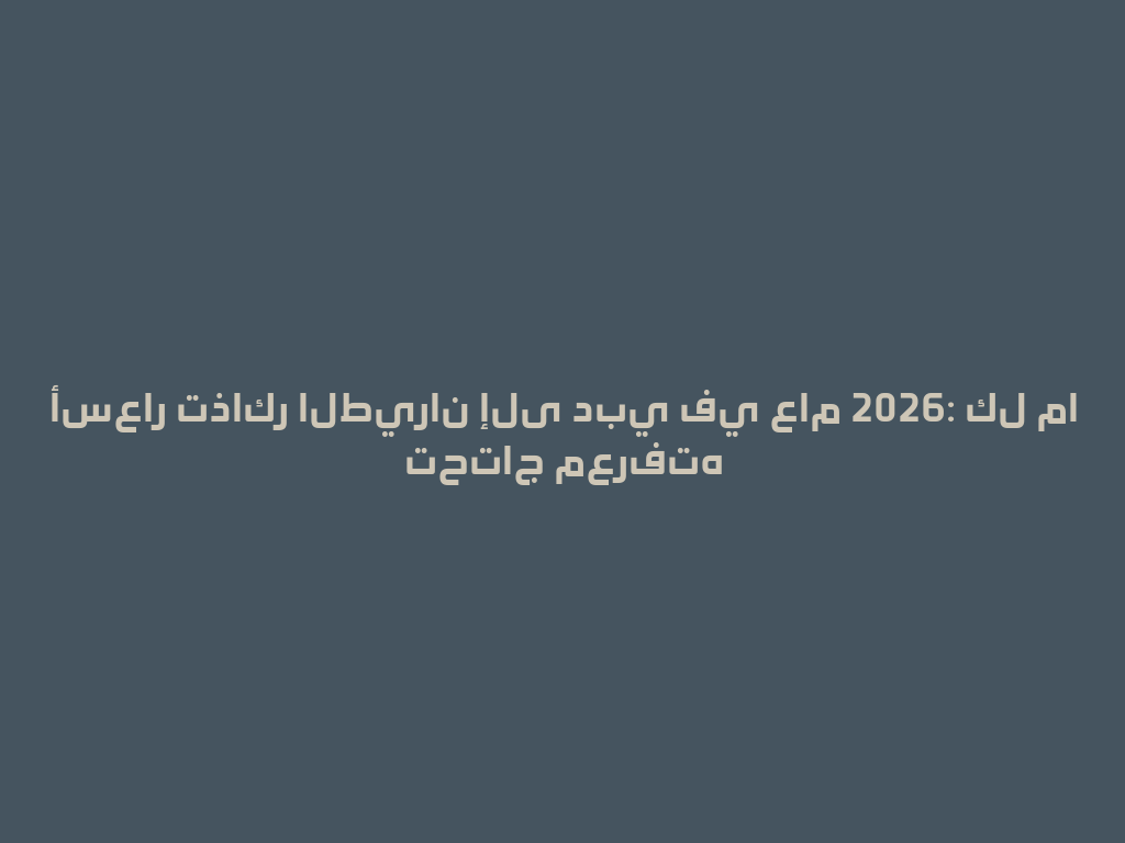 أسعار تذاكر الطيران إلى دبي في عام 2026: كل ما تحتاج معرفته 一