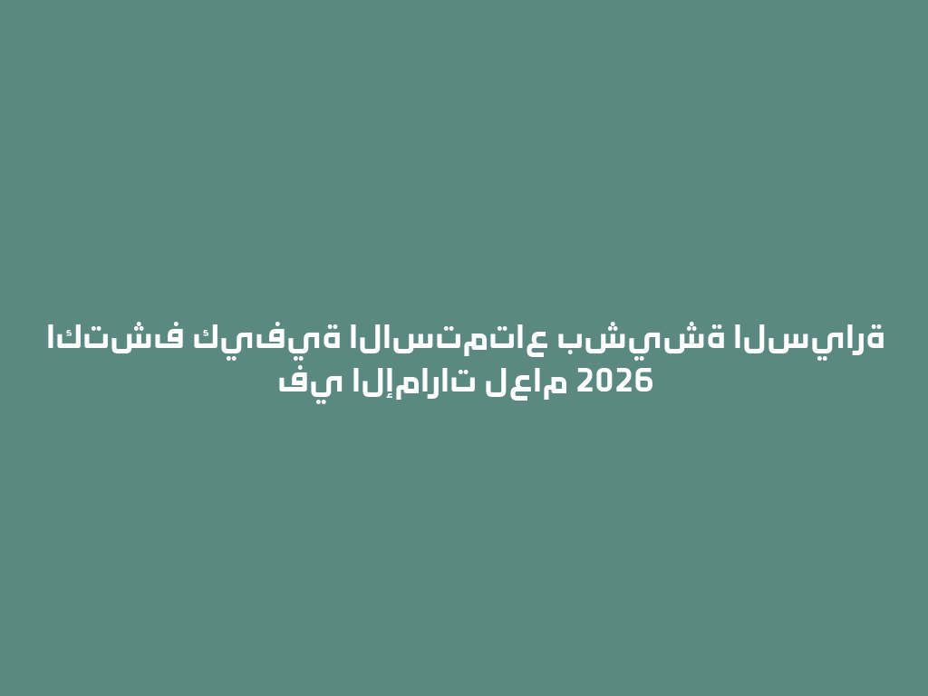 اكتشف كيفية الاستمتاع بشيشة السيارة في الإمارات لعام 2026 一