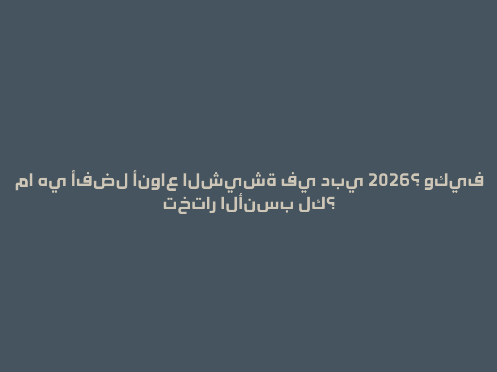 ما هي أفضل أنواع الشيشة في دبي 2026؟ وكيف تختار الأنسب لك؟ 一