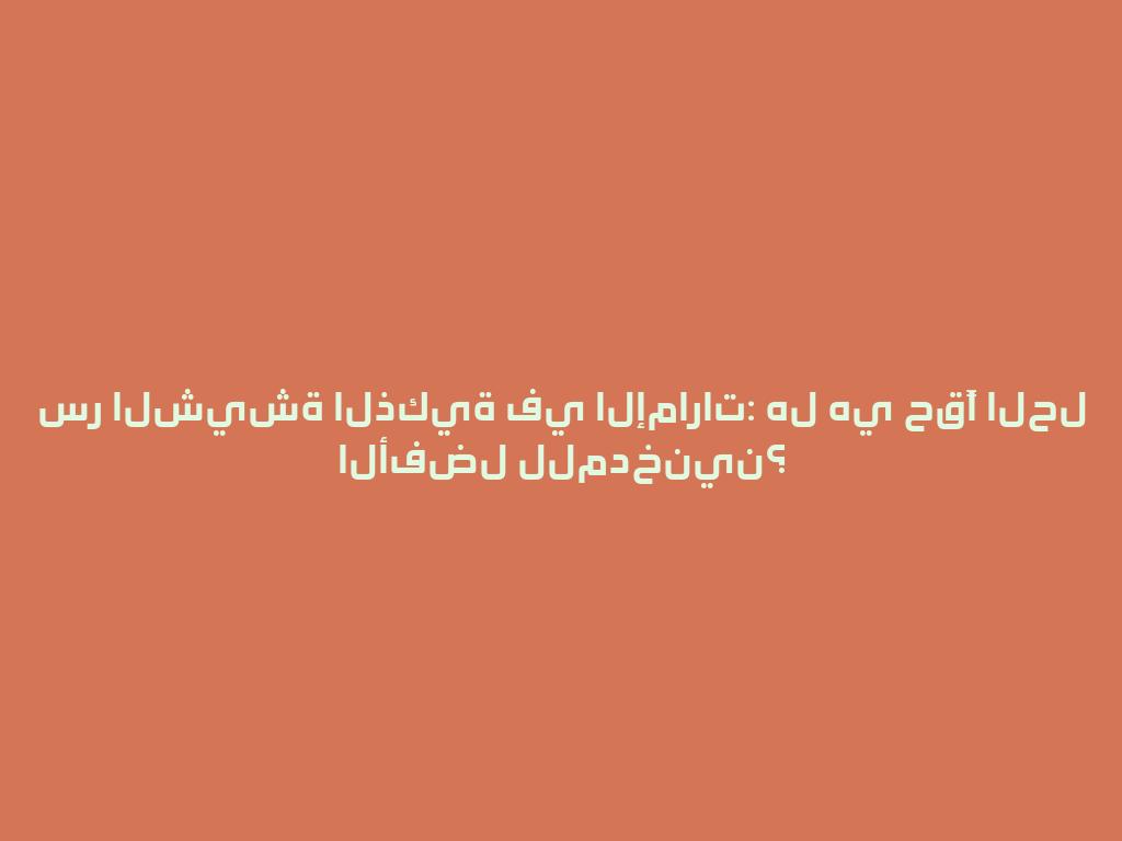 سر الشيشة الذكية في الإمارات: هل هي حقًا الحل الأفضل للمدخنين؟ 一