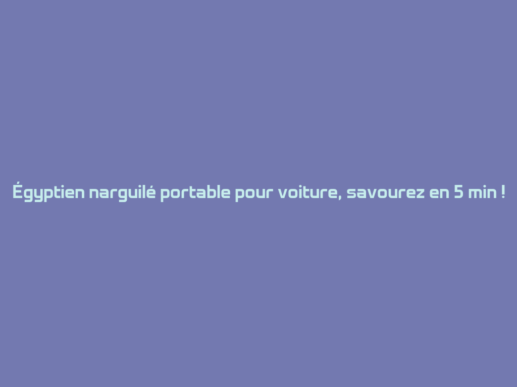 Égyptien narguilé portable pour voiture, savourez en 5 min ! 一
