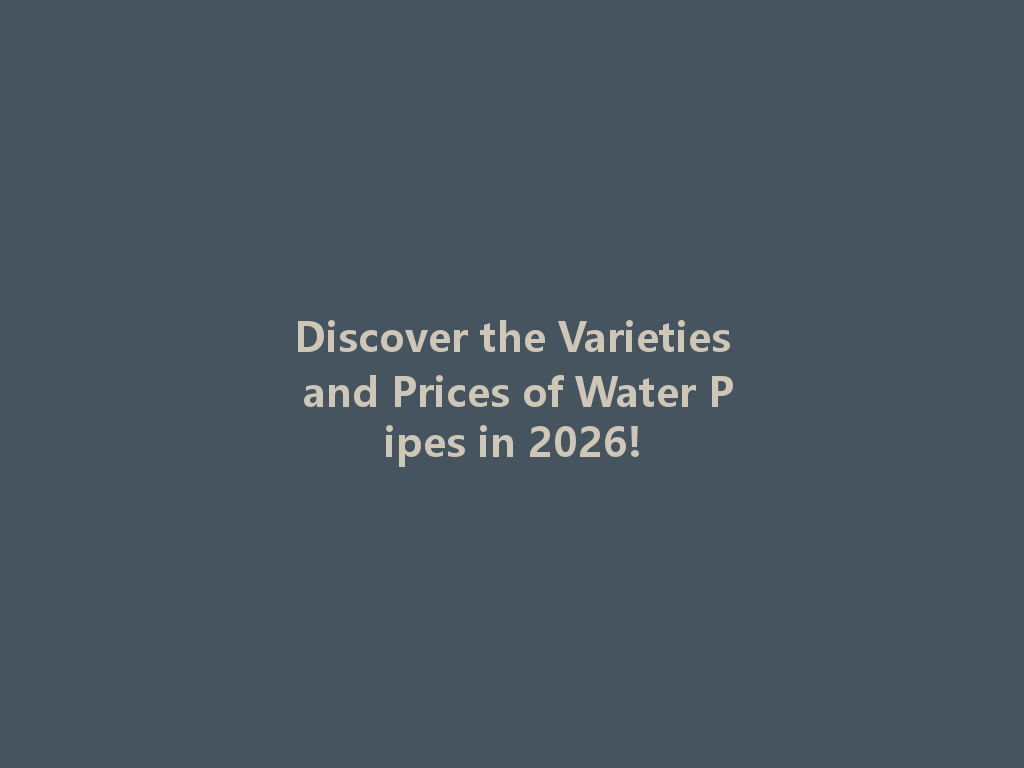 Discover the Varieties and Prices of Water Pipes in 2026! 一