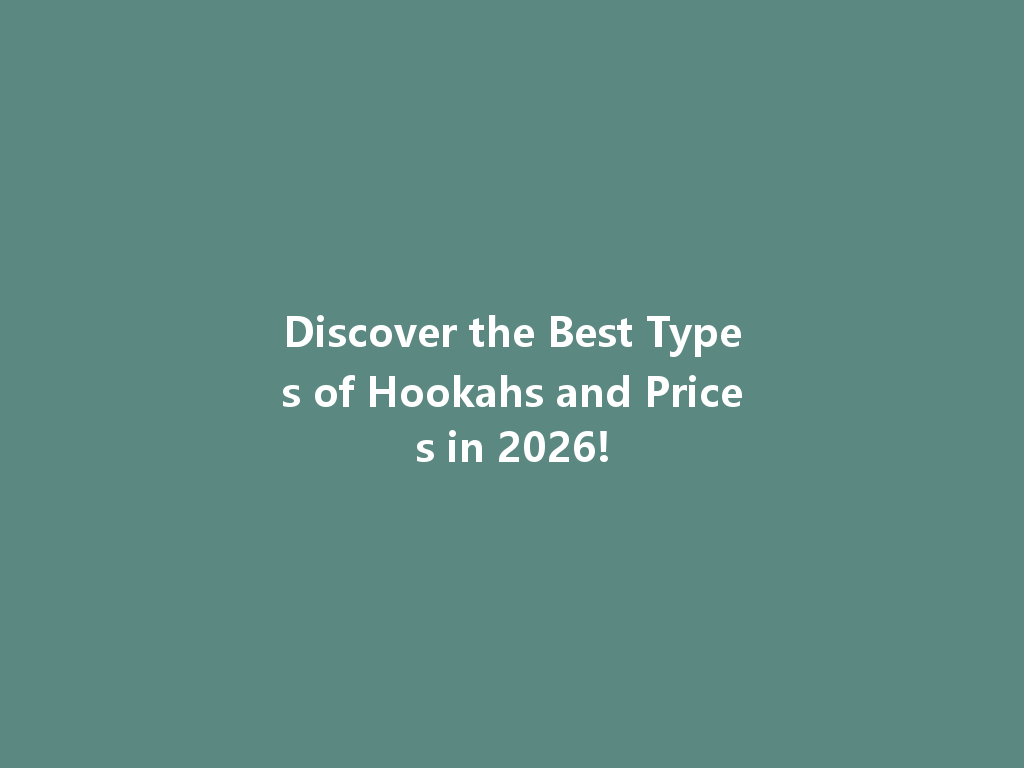 Discover the Best Types of Hookahs and Prices in 2026! 一