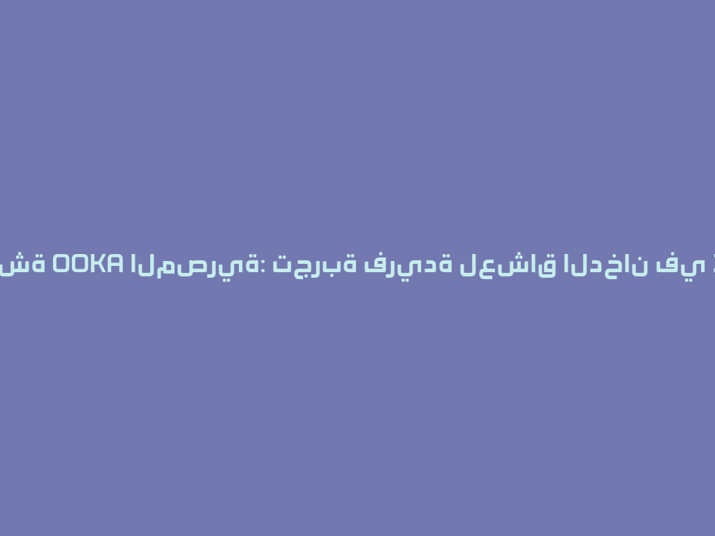 شيشة OOKA المصرية: تجربة فريدة لعشاق الدخان في 2026! 一