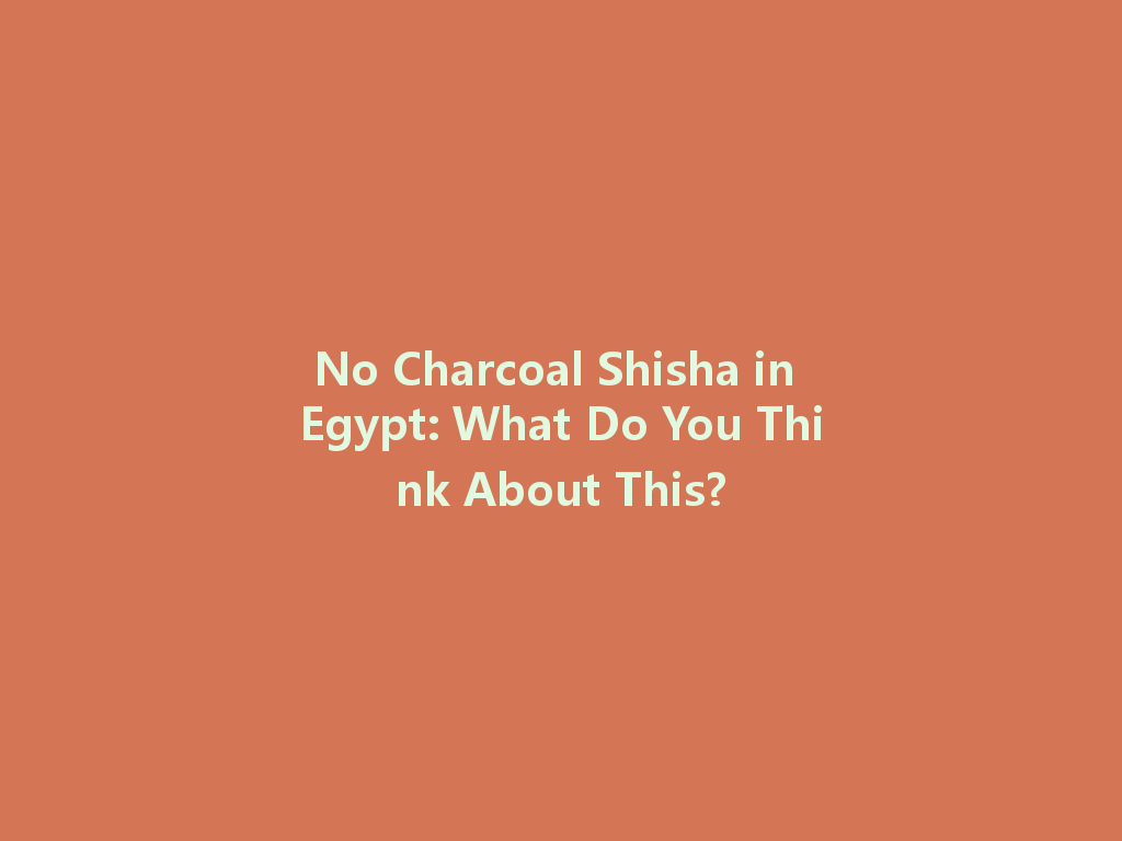 No Charcoal Shisha in Egypt: What Do You Think About This? 一