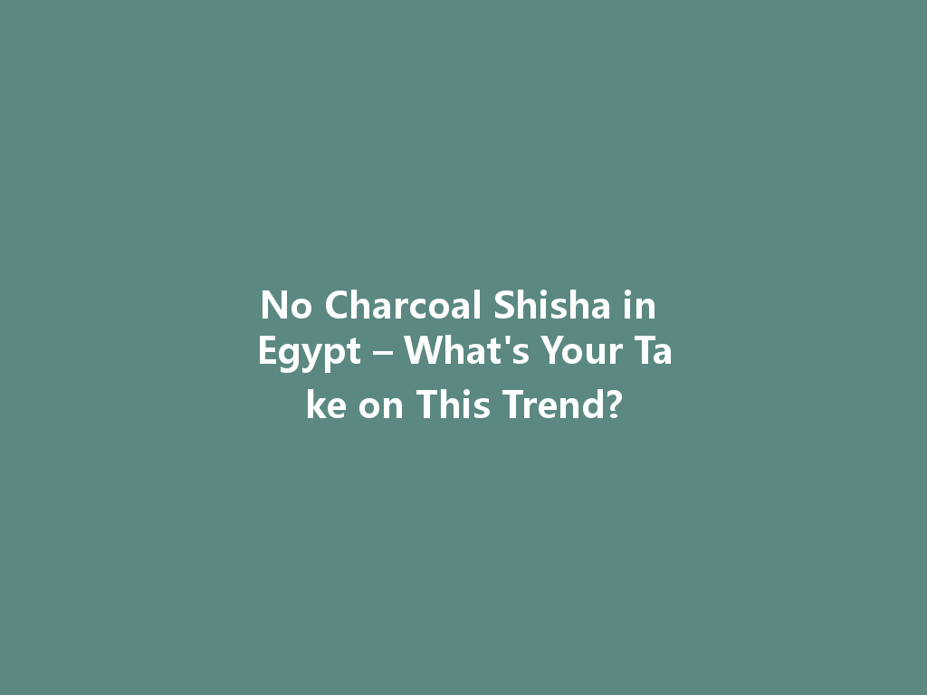 No Charcoal Shisha in Egypt – What's Your Take on This Trend? 一