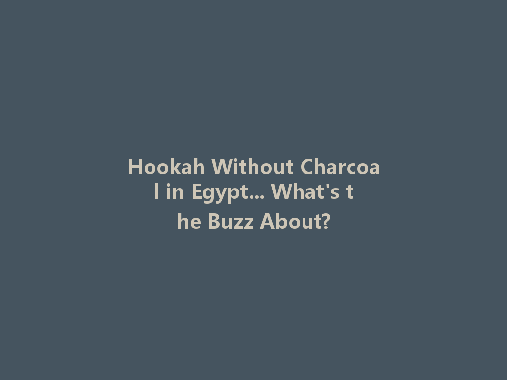 Hookah Without Charcoal in Egypt... What's the Buzz About? 一