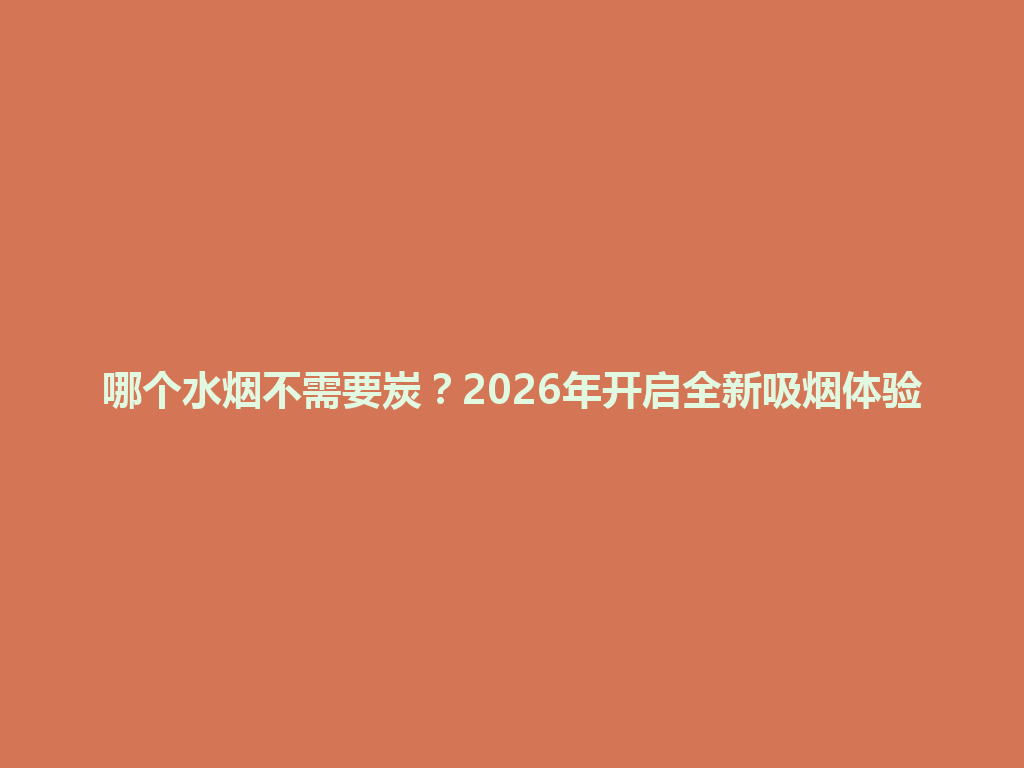 哪个水烟不需要炭？2026年开启全新吸烟体验 一