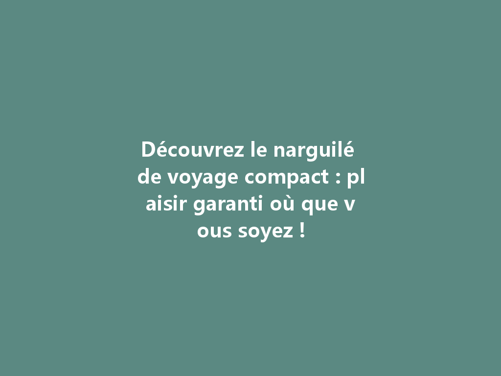 Découvrez le narguilé de voyage compact : plaisir garanti où que vous soyez ! 一