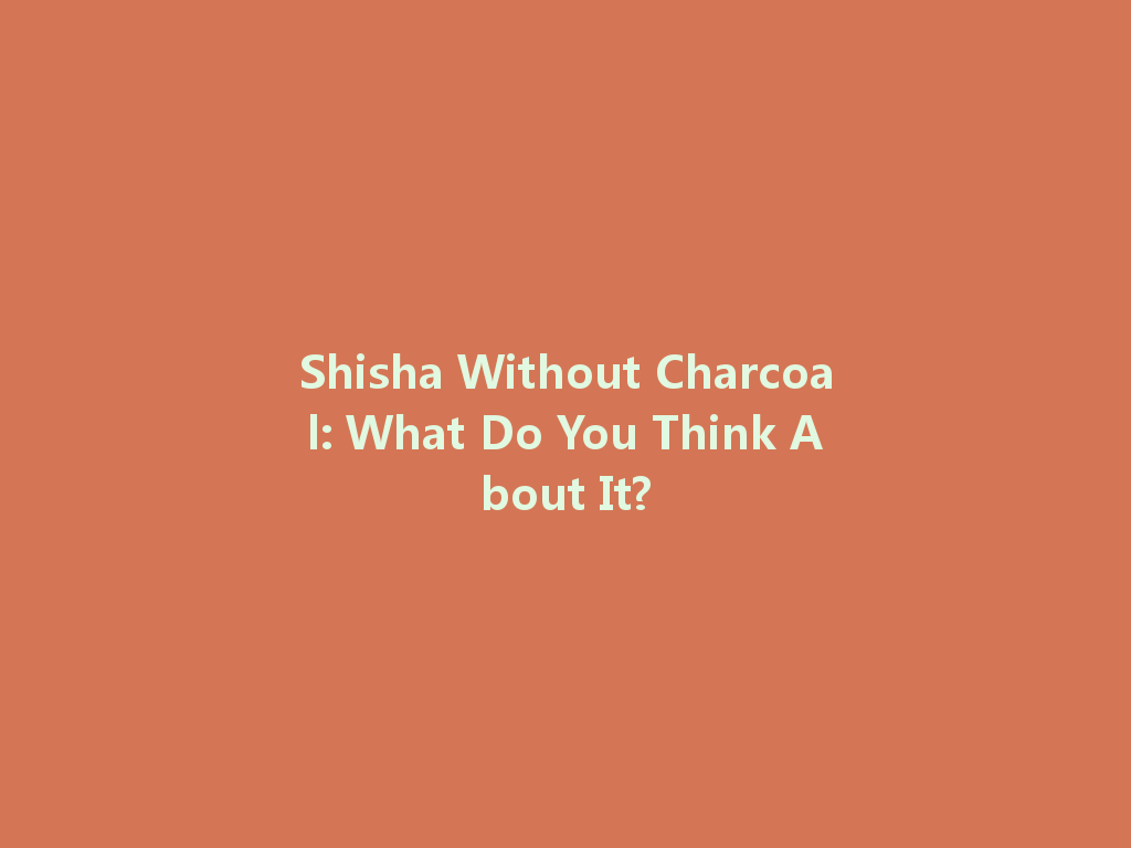 Shisha Without Charcoal: What Do You Think About It? 一